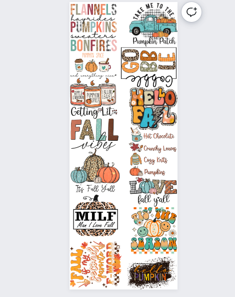 PREMADE FALL GANGSHEET  - 22X60