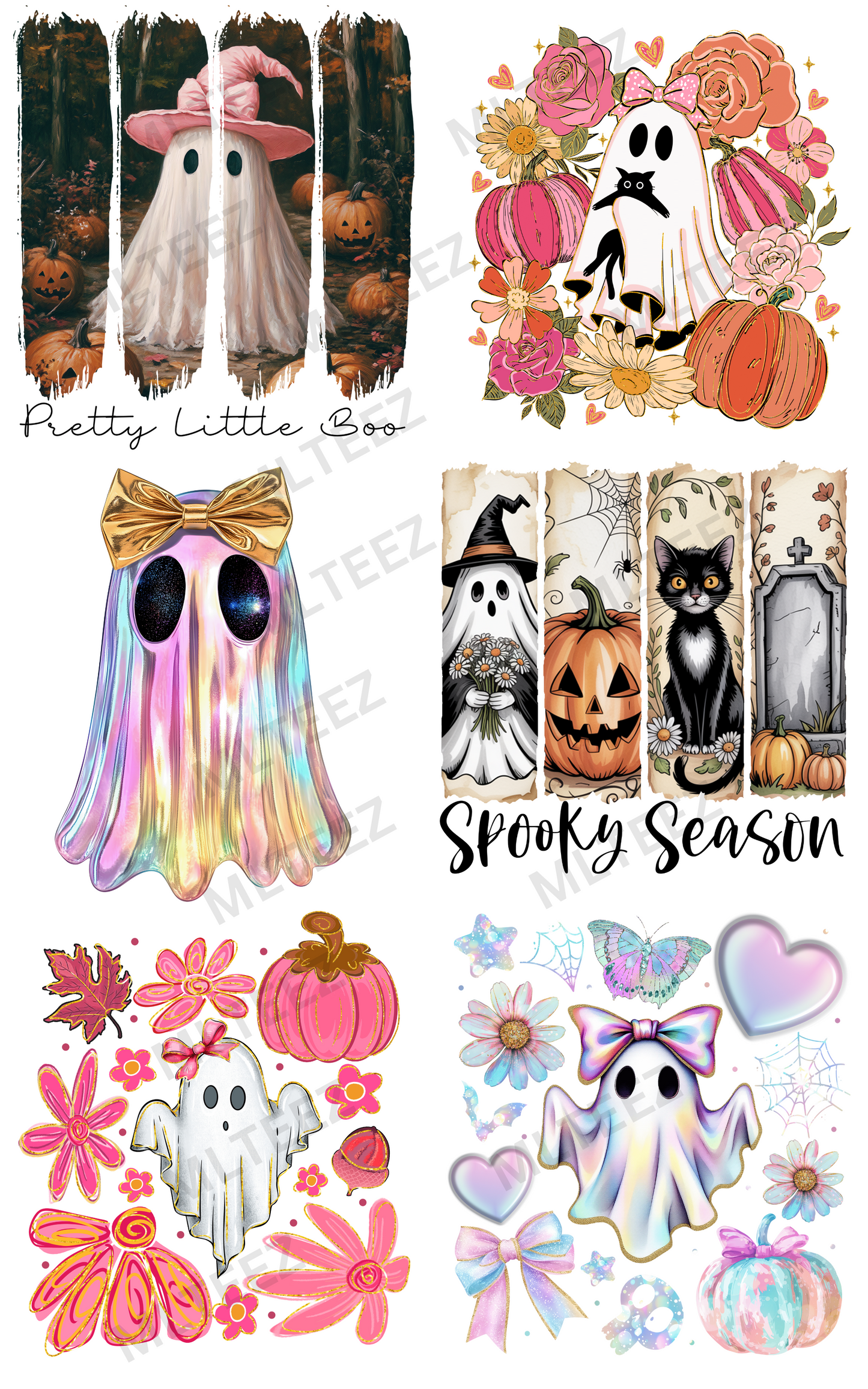 PRETTY LITTLE BOO PREMADE GANGSHEET  - 22X36  DTF TRANSFERS - DIRECT TO FILM