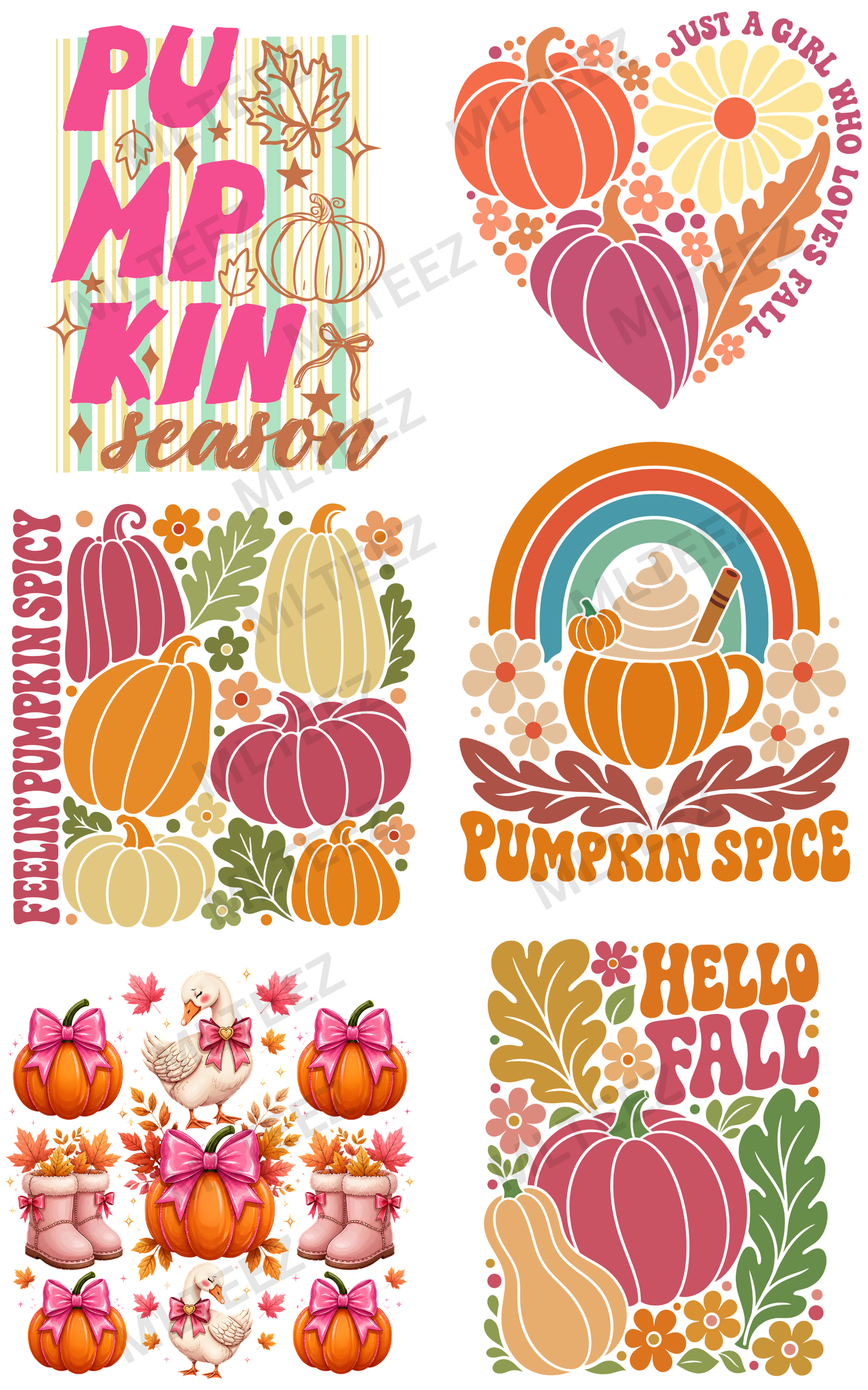 PUMPKIN SEASON (3) PREMADE GANGSHEET - 22X36 DTF TRANSFERS - DIRECT TO FILM