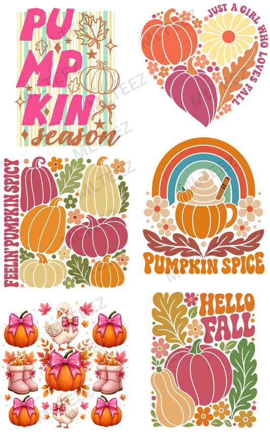 PUMPKIN SEASON (3) PREMADE GANGSHEET - 22X36 DTF TRANSFERS - DIRECT TO FILM