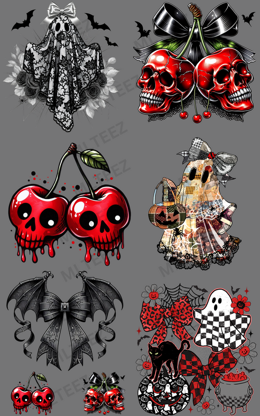 RED & BLACK HALLOWEEN PREMADE GANGSHEET  - 22X36  DTF TRANSFERS - DIRECT TO FILM