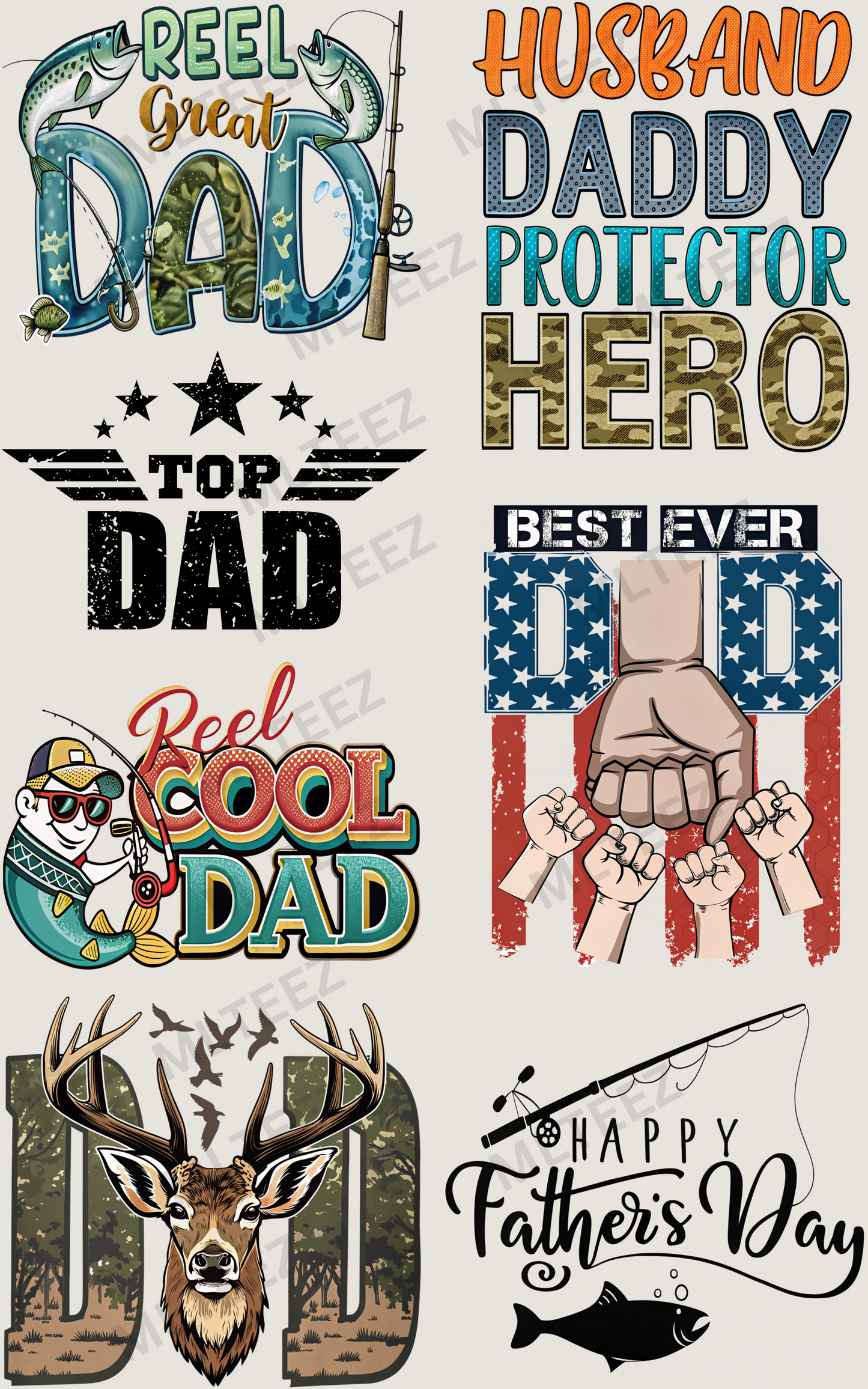 REEL GREAT DAD PREMADE GANGSHEET  - 22X36  DTF TRANSFERS - DIRECT TO FILM