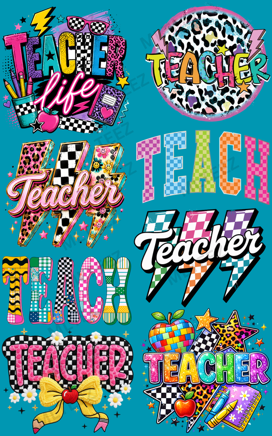 RETRO TEACHER (1) PREMADE GANGSHEET - 22X36 DTF TRANSFERS - DIRECT TO FILM