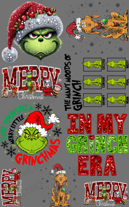 RHINESTONE GRINCH & MAX PREMADE GANGSHEET  - 22X36