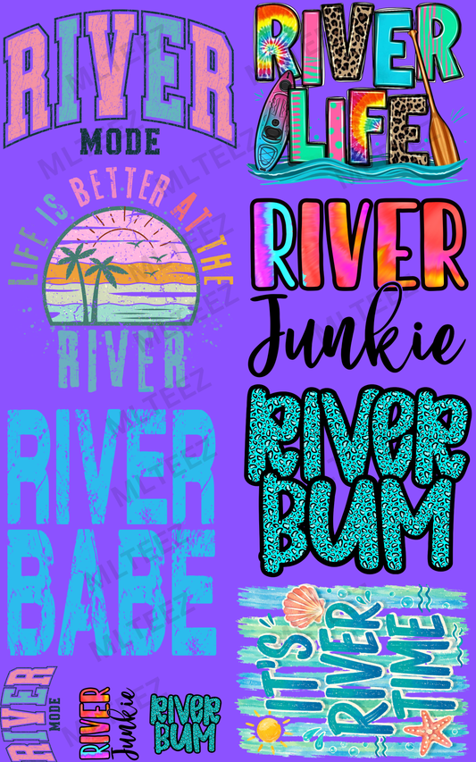 RIVER MODE (1) PREMADE GANGSHEET - 22X36 DTF TRANSFERS - DIRECT TO FILM