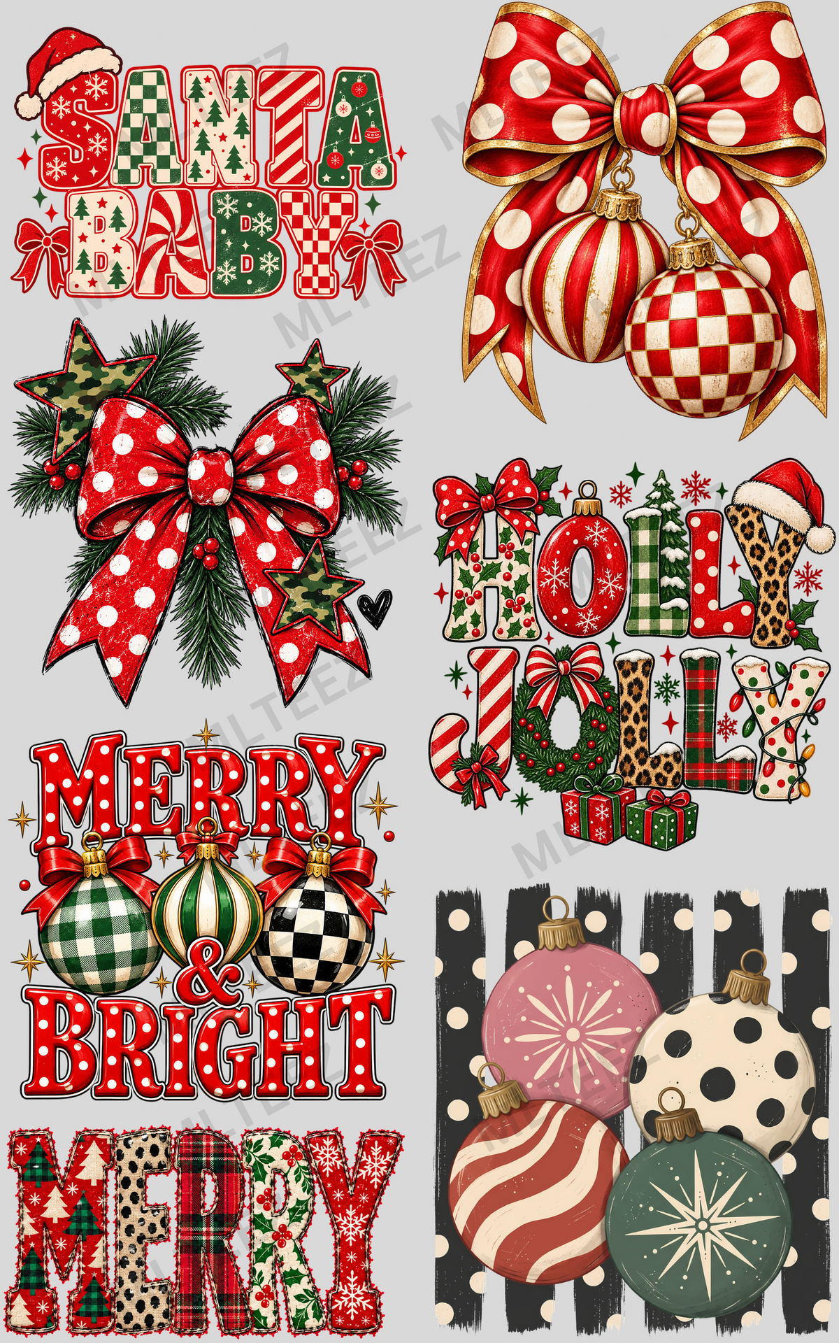 SANTA BABY (2) PREMADE GANGSHEET - 22X36 DTF TRANSFERS - DIRECT TO FILM