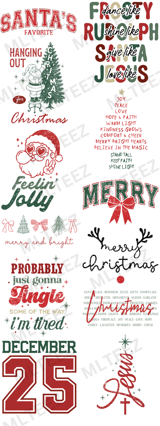 SANTA'S FAVORITE (1) (60 INCH) PREMADE GANGSHEET - 22X60 DTF TRANSFERS - DIRECT TO FILM