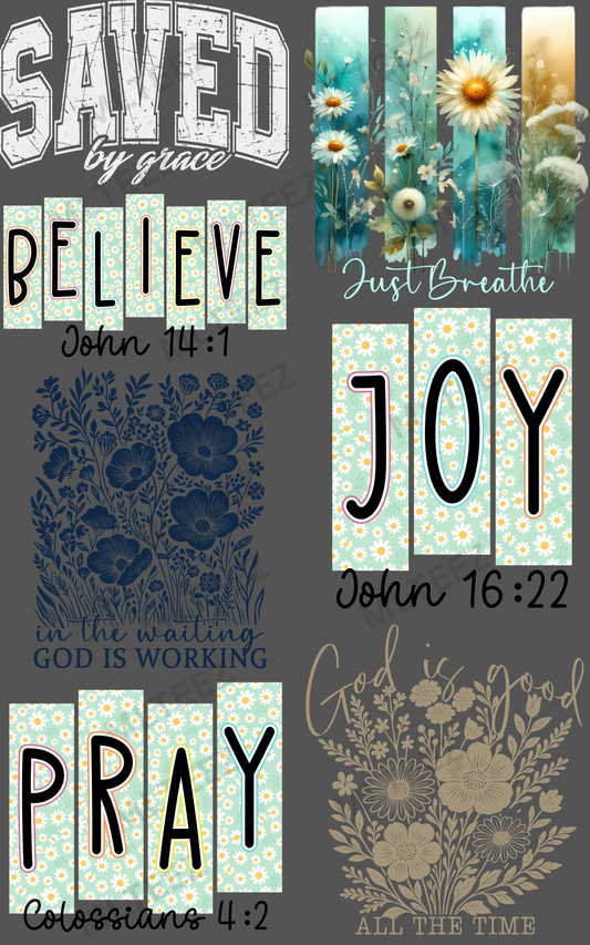 SAVED BY GRACE (1) PREMADE GANGSHEET - 22X36 DTF TRANSFERS - DIRECT TO FILM