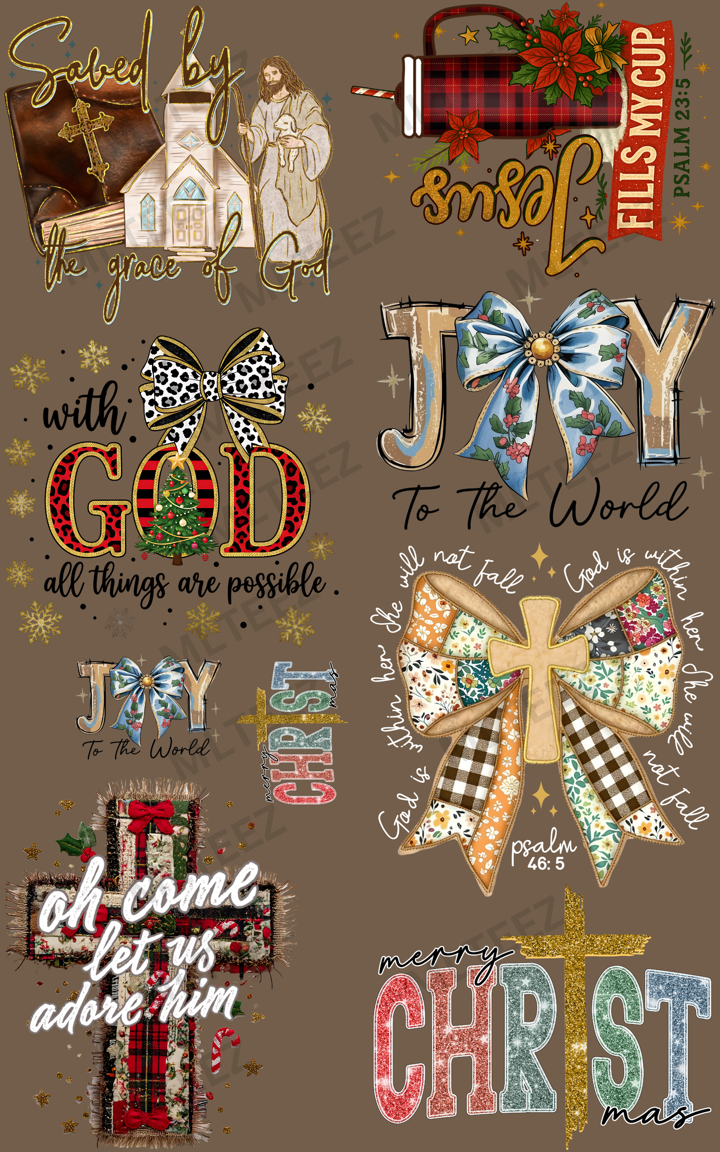 SAVED BY THE GRACE OF GOD PREMADE GANGSHEET - 22X36 DTF TRANSFERS - DIRECT TO FILM