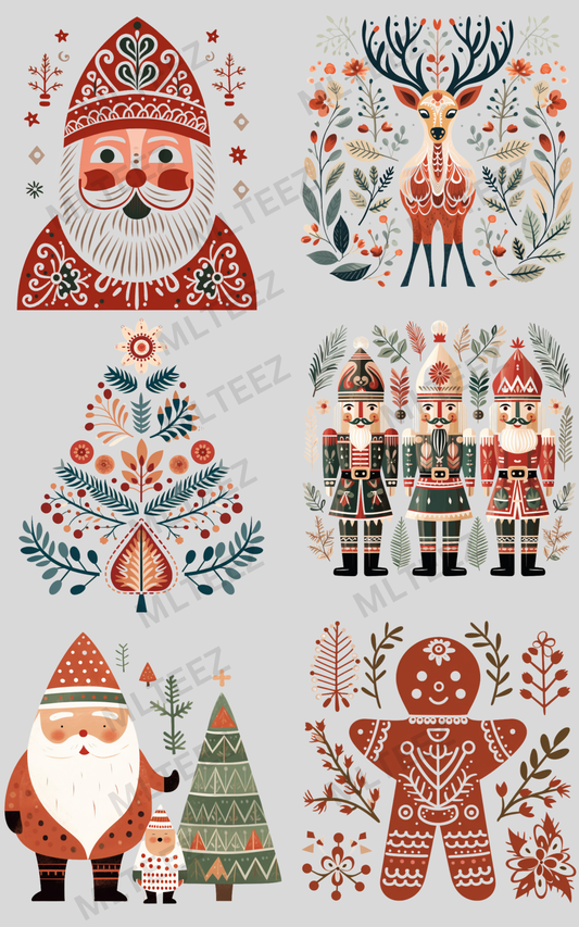 SCANDANAVIAN CHRISTMAS (1) PREMADE GANGSHEET - 22X36 DTF TRANSFERS - DIRECT TO FILM