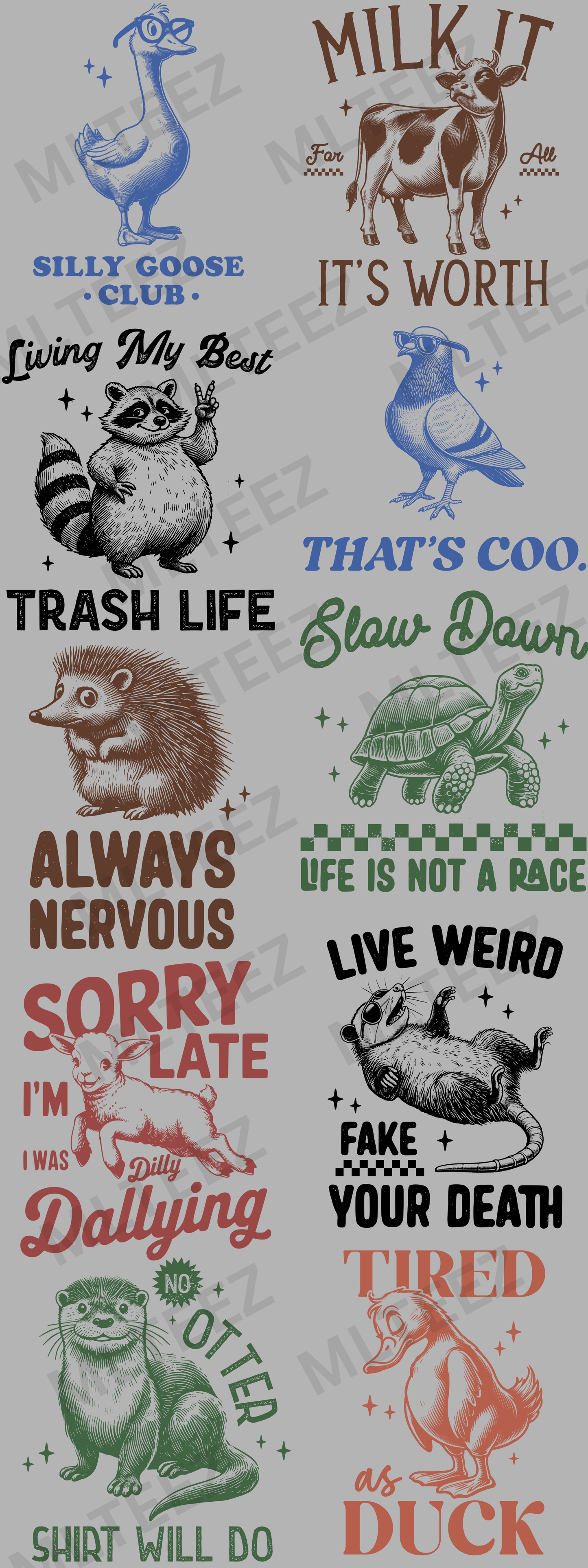SILLY GOOSE CLUB (1) (60 INCH) PREMADE GANGSHEET - 22X60 DTF TRANSFERS - DIRECT TO FILM