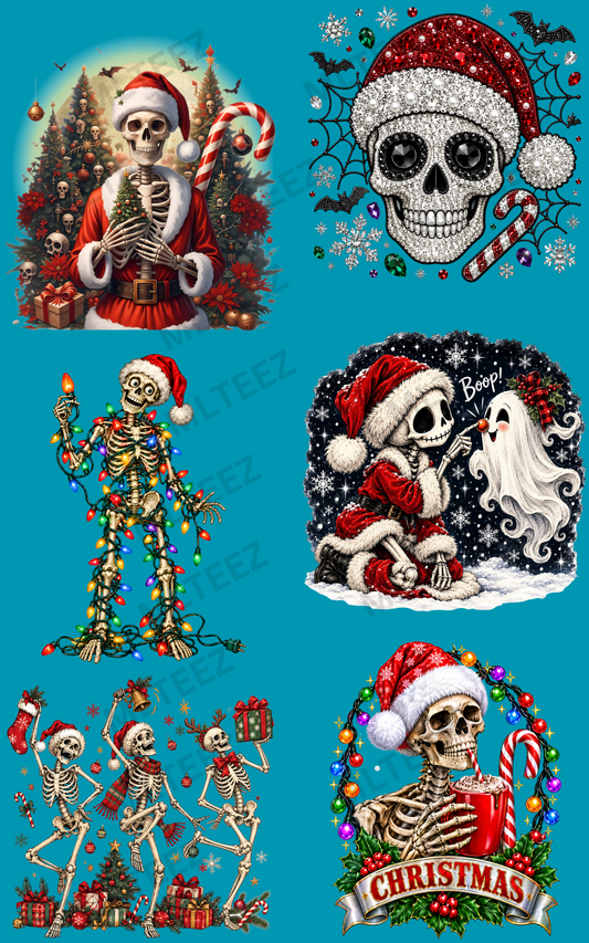 SKELLY CHRISTMAS (1) PREMADE GANGSHEET - 22X36 DTF TRANSFERS - DIRECT TO FILM