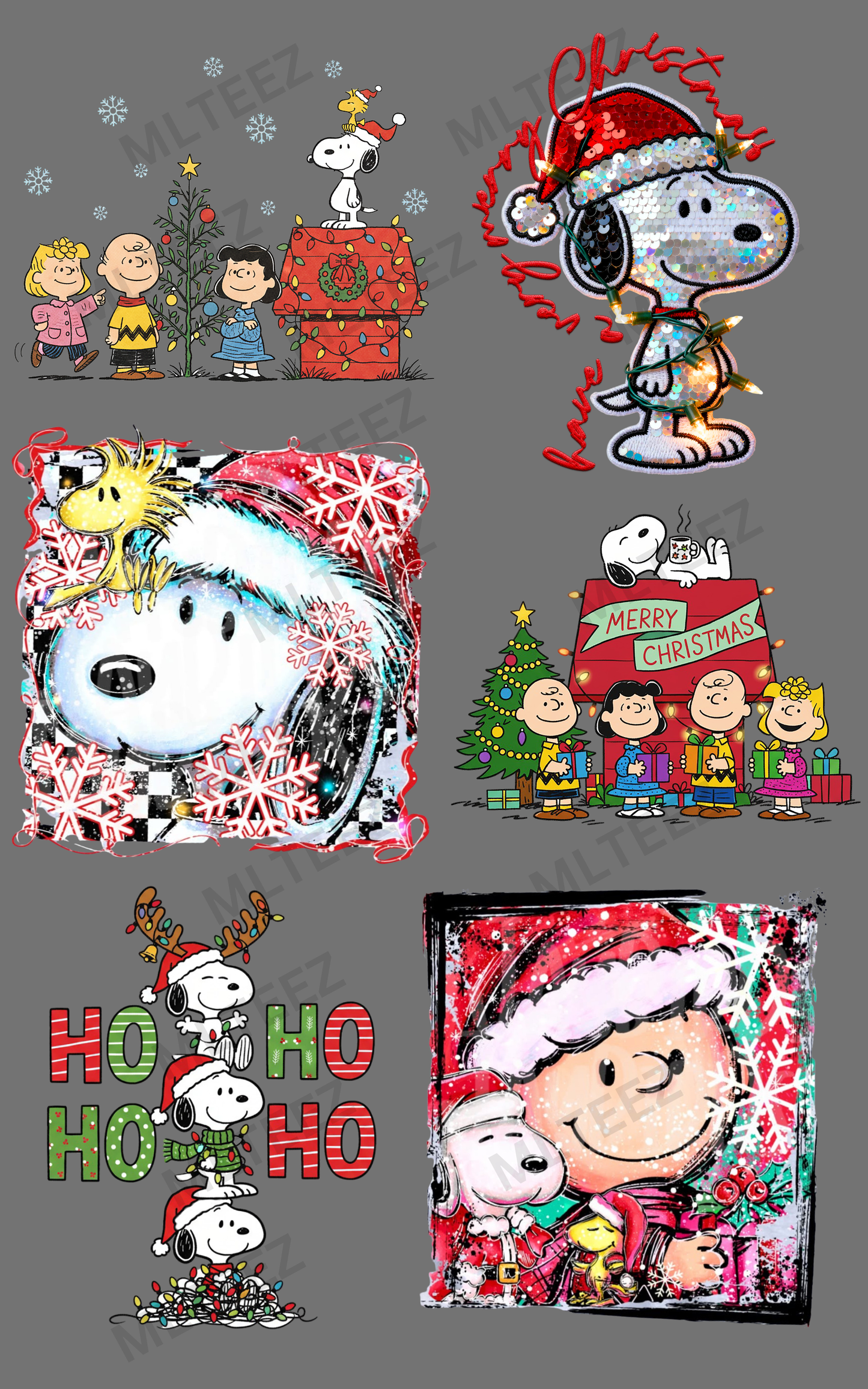 SNOOP & FRIENDS CHRISTMAS (1) PREMADE GANGSHEET - 22X36 DTF TRANSFERS - DIRECT TO FILM