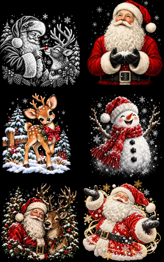 SNOWY CHRISTMAS (1) PREMADE GANGSHEET - 22X36 DTF TRANSFERS - DIRECT TO FILM