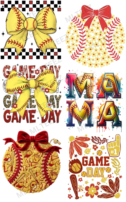 SOFTBALL (7) PREMADE GANGSHEET - 22X36 DTF TRANSFERS - DIRECT TO FILM