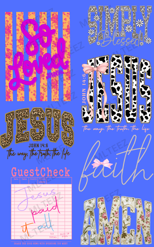 SO LOVED (1) PREMADE GANGSHEET - 22X36 DTF TRANSFERS - DIRECT TO FILM