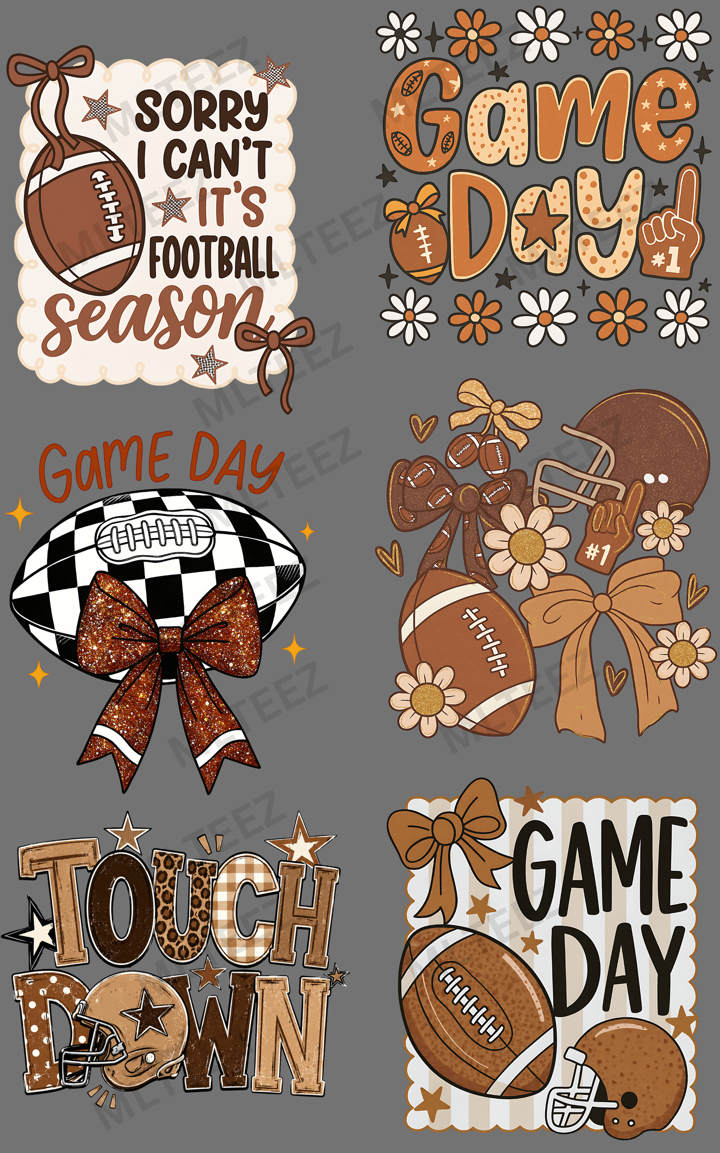 SORRY I CAN'T ITS FOOTBALL SEASON (1) PREMADE GANGSHEET - 22X36 DTF TRANSFERS - DIRECT TO FILM