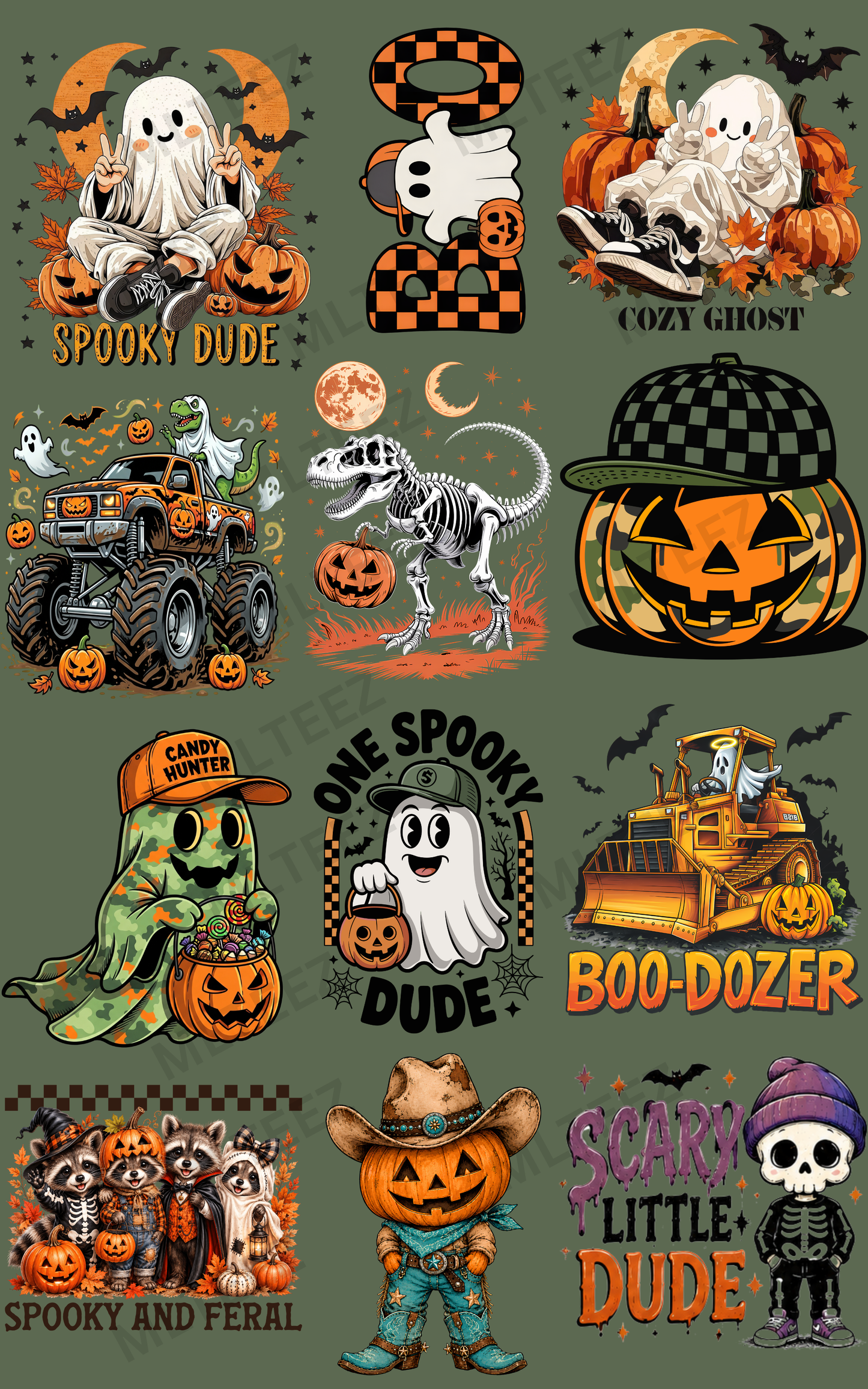 SPOOKY DUDE YOUTH (1) PREMADE GANGSHEET - 22X36 DTF TRANSFERS - DIRECT TO FILM