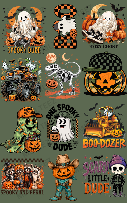 SPOOKY DUDE YOUTH (1) PREMADE GANGSHEET - 22X36 DTF TRANSFERS - DIRECT TO FILM