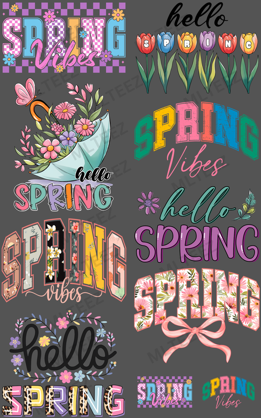SPRING VIBES (1) PREMADE GANGSHEET - 22X36 DTF TRANSFERS - DIRECT TO FILM