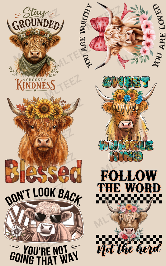 STAY GROUNDED CHOOSE KINDNESS (1) PREMADE GANGSHEET - 22X36 DTF TRANSFERS - DIRECT TO FILM