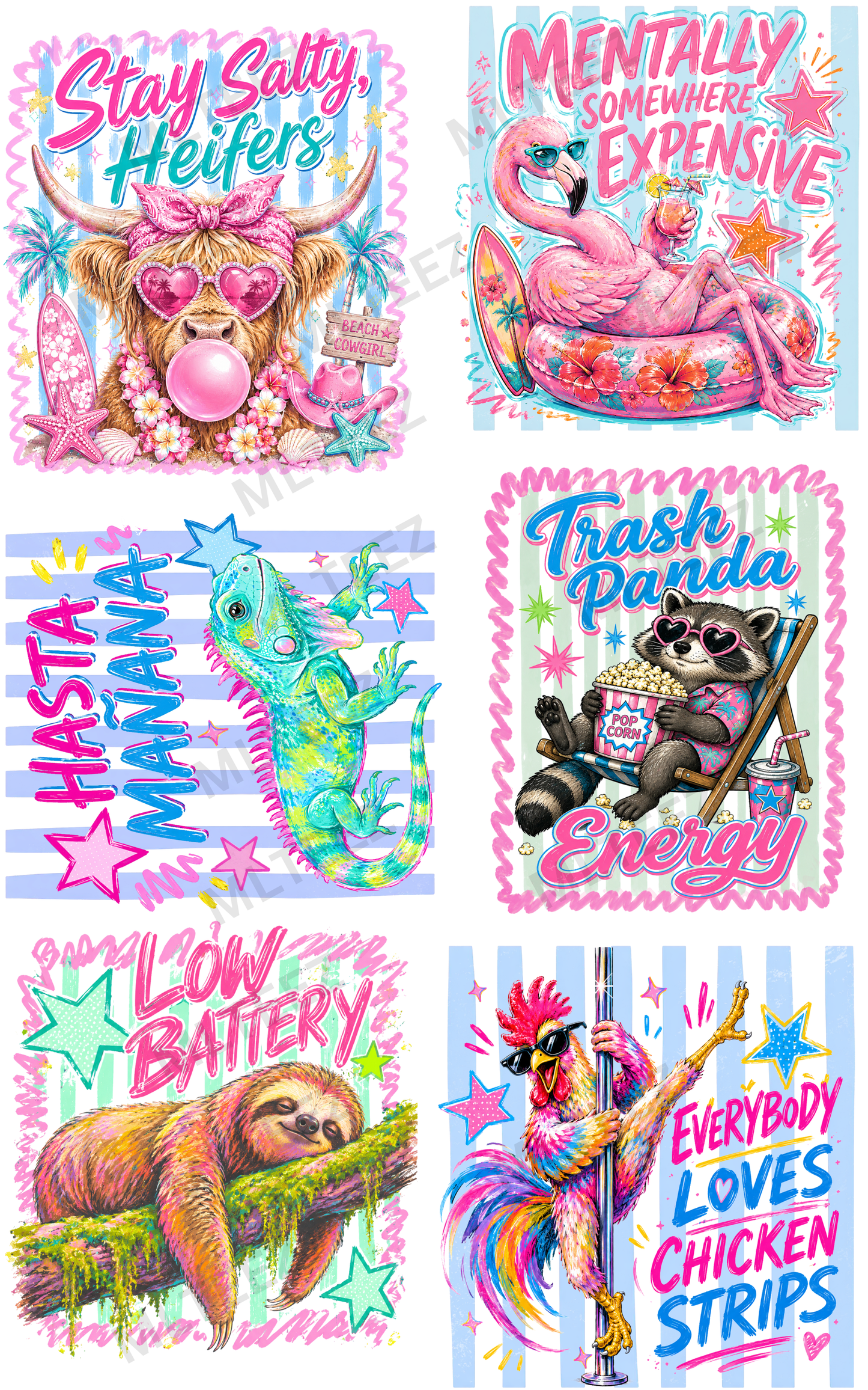 STAY SALTY HEIFERS (1) PREMADE GANGSHEET - 22X36 DTF TRANSFERS - DIRECT TO FILM