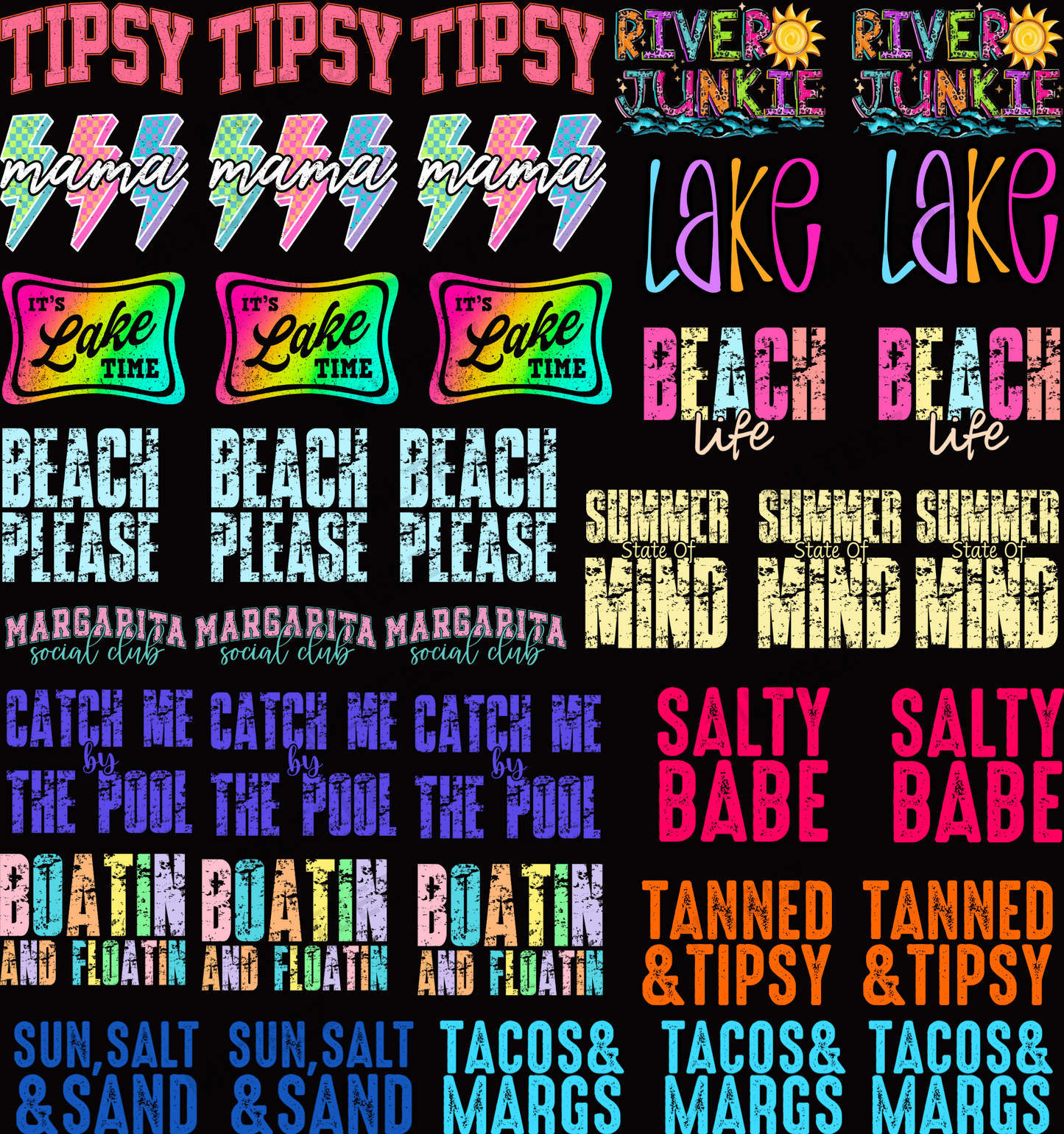 SUMMER (2) TRUCKER HAT PREMADE GANGSHEET  - 22X24  DTF TRANSFERS - DIRECT TO FILM