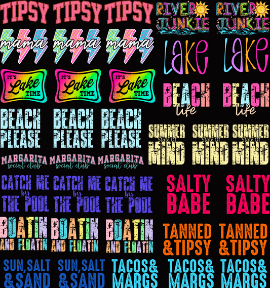 SUMMER (2) TRUCKER HAT PREMADE GANGSHEET  - 22X24  DTF TRANSFERS - DIRECT TO FILM