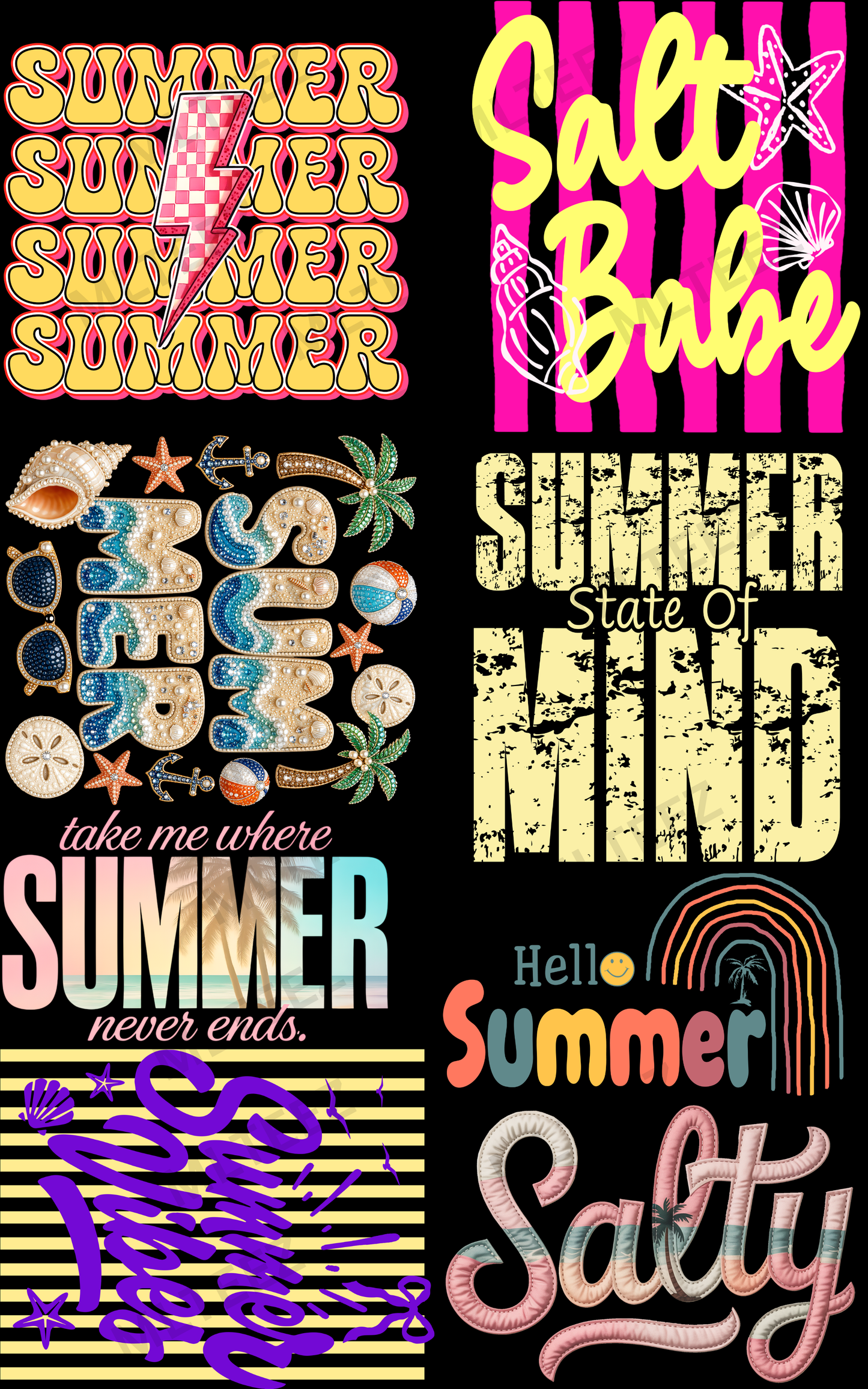 SUMMER (2) PREMADE GANGSHEET - 22X36 DTF TRANSFERS - DIRECT TO FILM