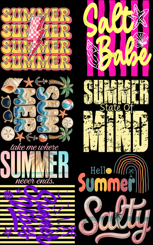 SUMMER (2) PREMADE GANGSHEET - 22X36 DTF TRANSFERS - DIRECT TO FILM