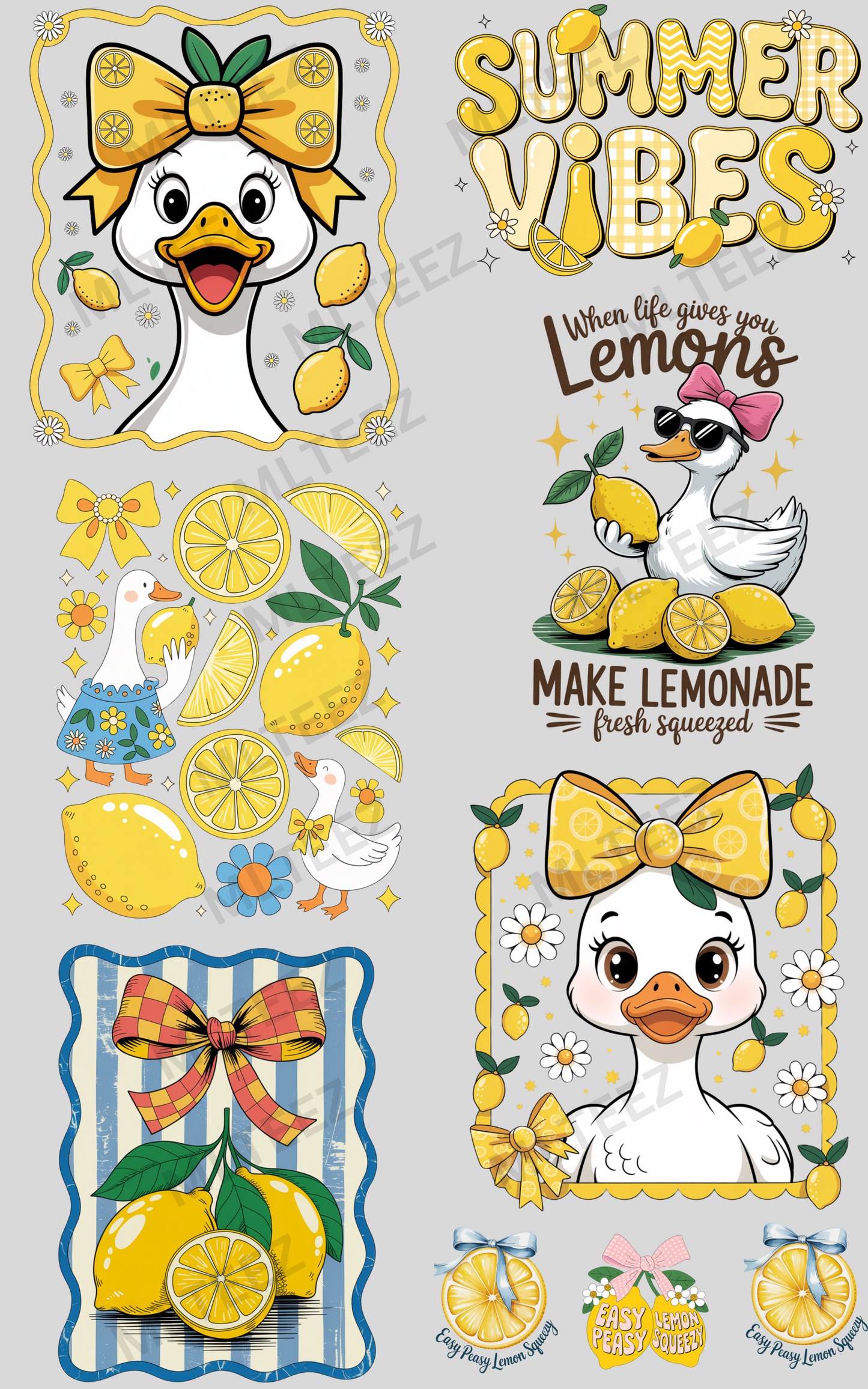 SUMMER LEMONS/DUCKS PREMADE GANGSHEET  - 22X36  DTF TRANSFERS - DIRECT TO FILM