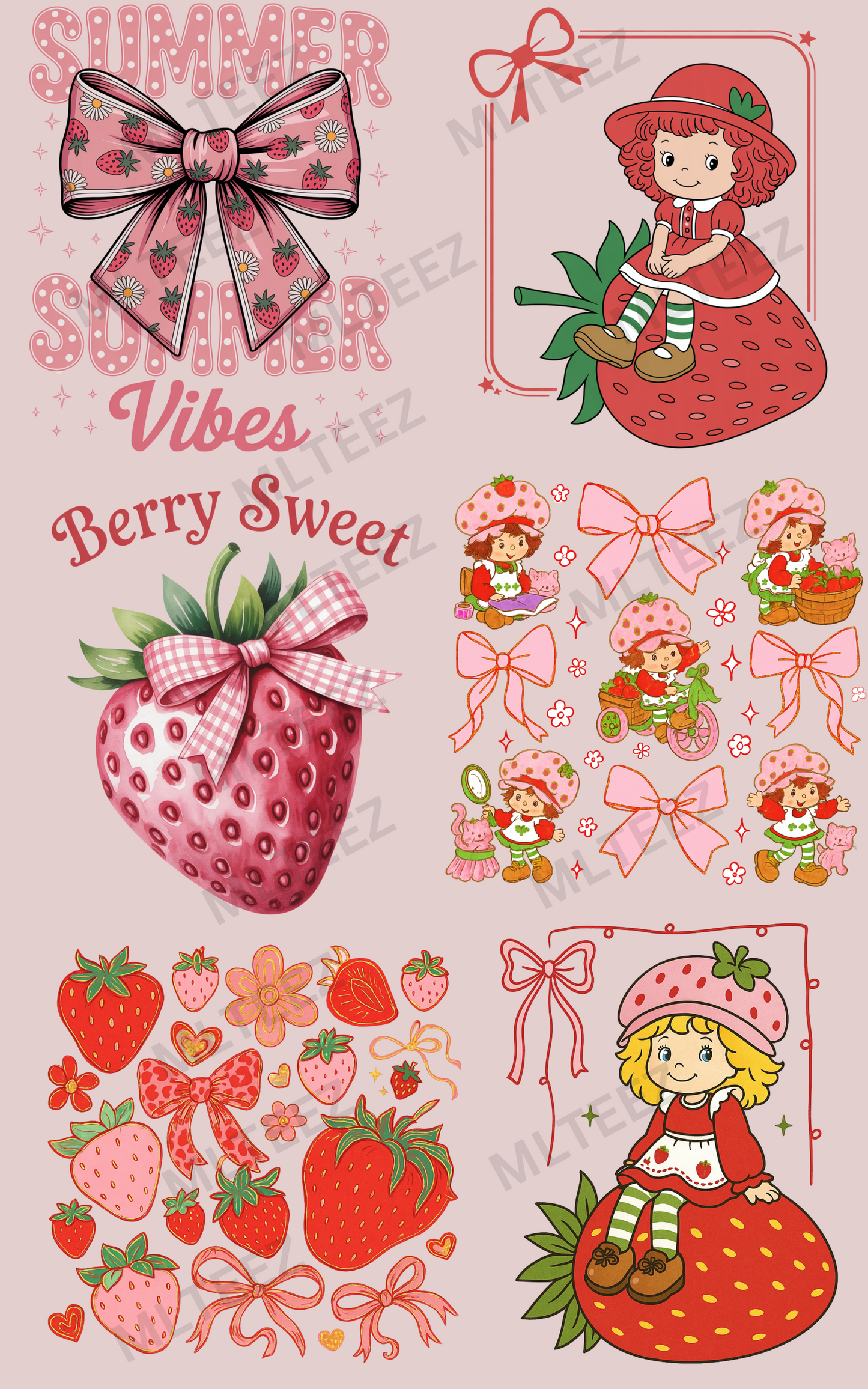 SUMMER VIBES (STRAWBERRIES) (2) PREMADE GANGSHEET  - 22X36  DTF TRANSFERS - DIRECT TO FILM