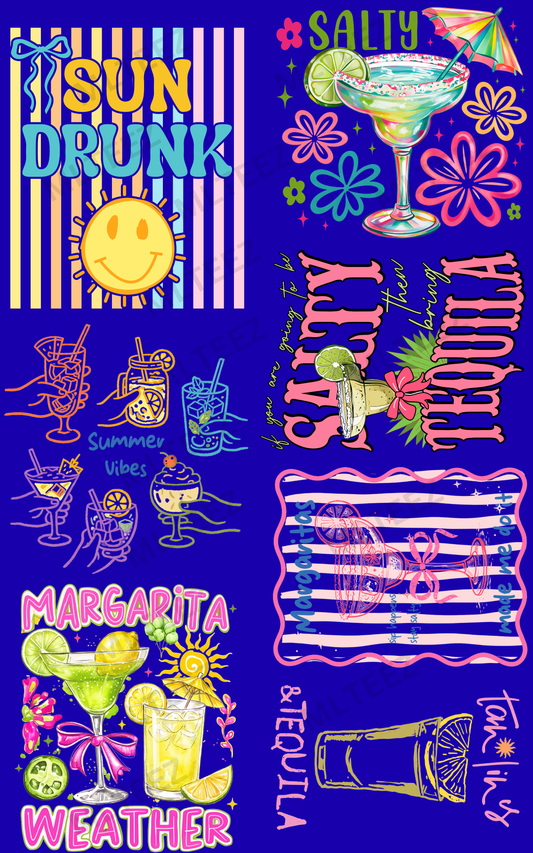 SUN DRUNK (1) PREMADE GANGSHEET - 22X36 DTF TRANSFERS - DIRECT TO FILM