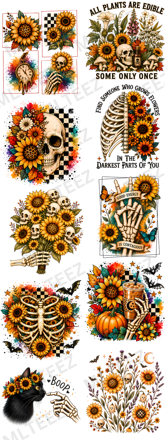 SUNFLOWER BOOPS (1) (60 INCH) PREMADE GANGSHEET - 22X60 DTF TRANSFERS - DIRECT TO FILM
