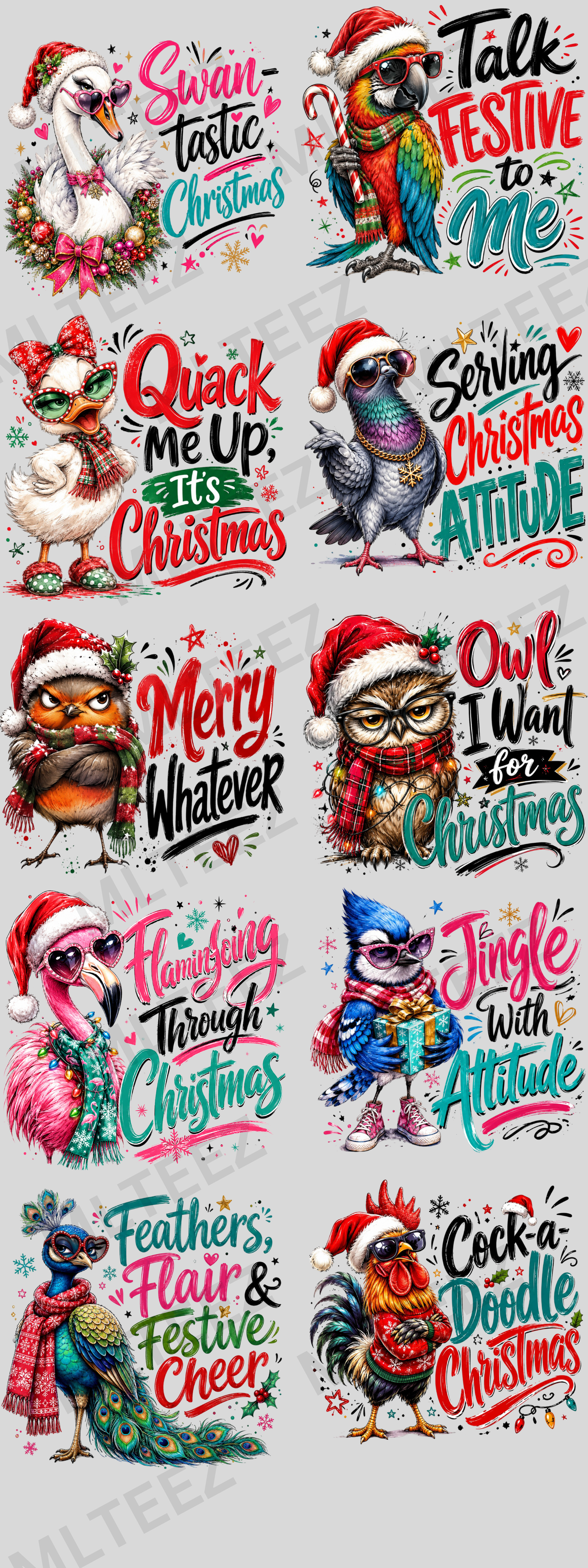 SWANTASTIC CHRISTMAS (1) (60 INCH) PREMADE GANGSHEET - 22X60 DTF TRANSFERS - DIRECT TO FILM