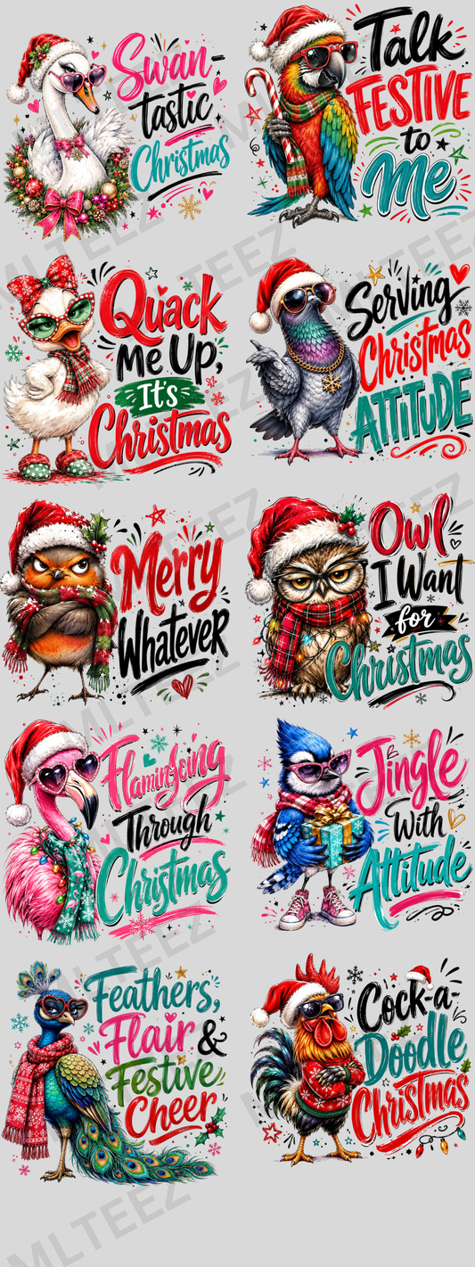 SWANTASTIC CHRISTMAS (1) (60 INCH) PREMADE GANGSHEET - 22X60 DTF TRANSFERS - DIRECT TO FILM