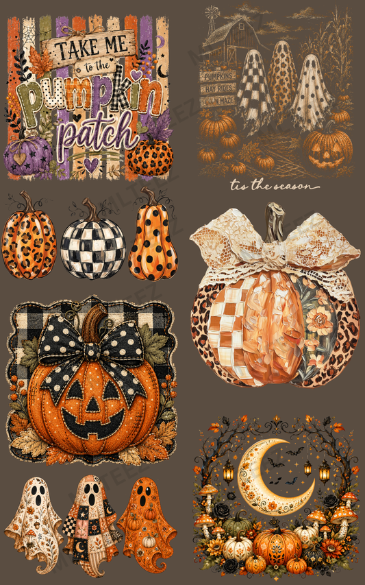 TAKE ME TO THE PUMPKIN PATCH (1) PREMADE GANGSHEET - 22X36 DTF TRANSFERS - DIRECT TO FILM