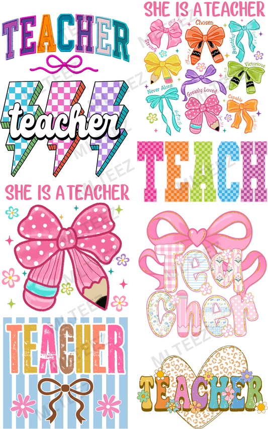 TEACHER (3) PREMADE GANGSHEET - 22X36 DTF TRANSFERS - DIRECT TO FILM