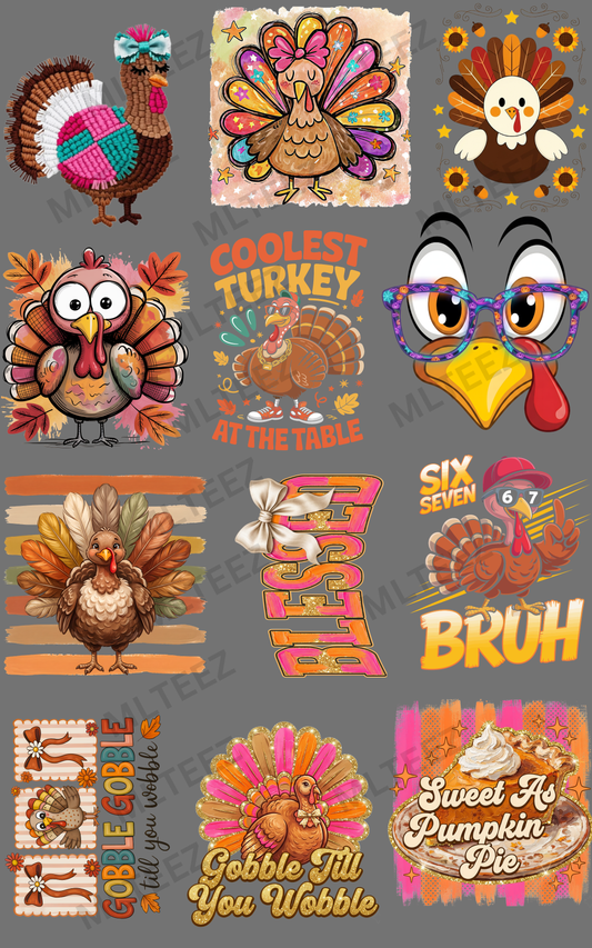 THANKSGIVING YOUTH (1) PREMADE GANGSHEET - 22X36 DTF TRANSFERS - DIRECT TO FILM