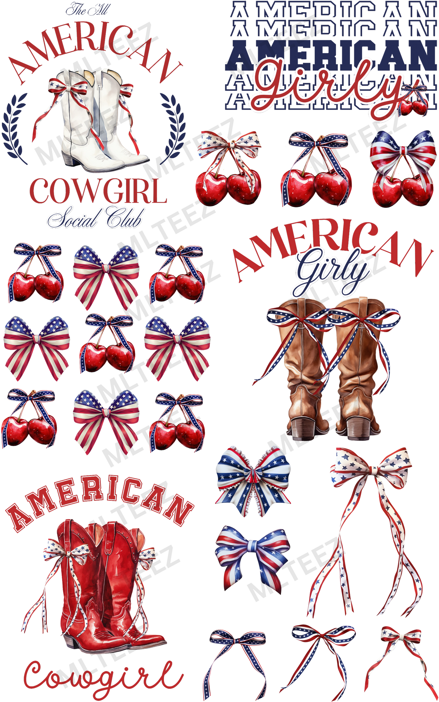 THE ALL AMERICAN COWGIRL SOCIAL CLUB PREMADE GANGSHEET  - 22X36  DTF TRANSFERS - DIRECT TO FILM