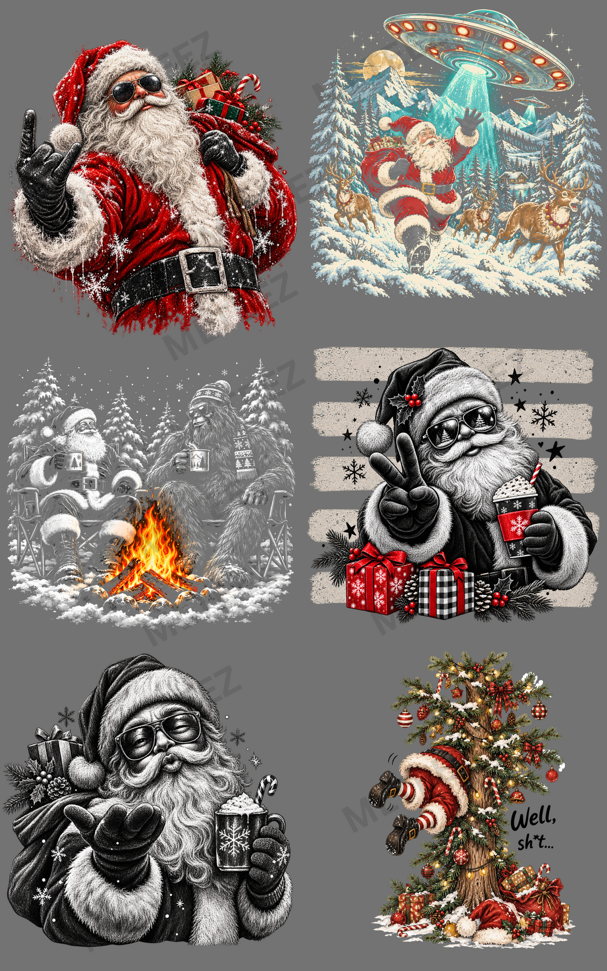 THE OTHER SIDE OF SANTA (1) PREMADE GANGSHEET - 22X36 DTF TRANSFERS - DIRECT TO FILM