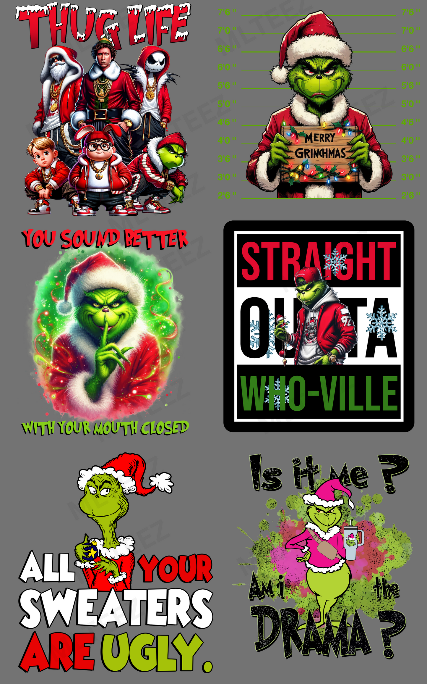 THUG LIFE, MERRY BIG GREEN MAN MAS PREMADE  GANGSHEET  - 22X36