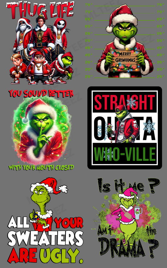 THUG LIFE, MERRY BIG GREEN MAN MAS PREMADE  GANGSHEET  - 22X36