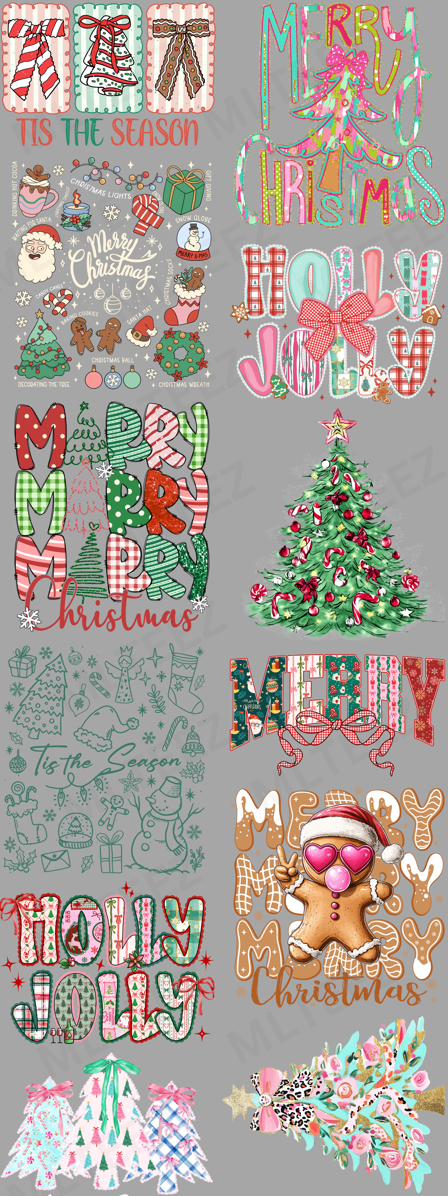 TIS THE SEASON (1) PREMADE GANGSHEET  - 22X60  DTF TRANSFERS - DIRECT TO FILM