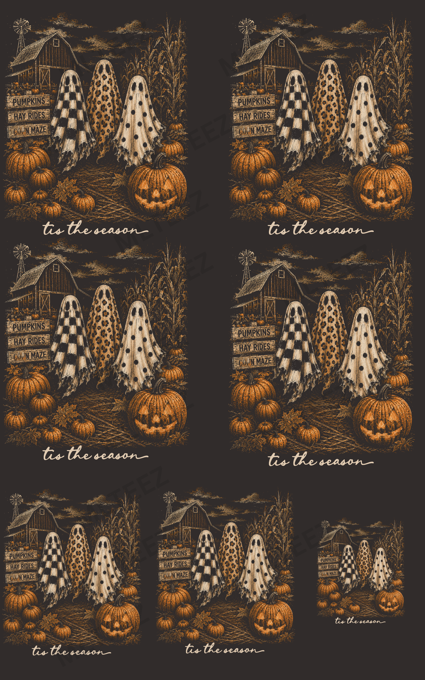 TIS THE SEASON (HALLOWEEN) (1) PREMADE GANGSHEET - 22X36 DTF TRANSFERS - DIRECT TO FILM