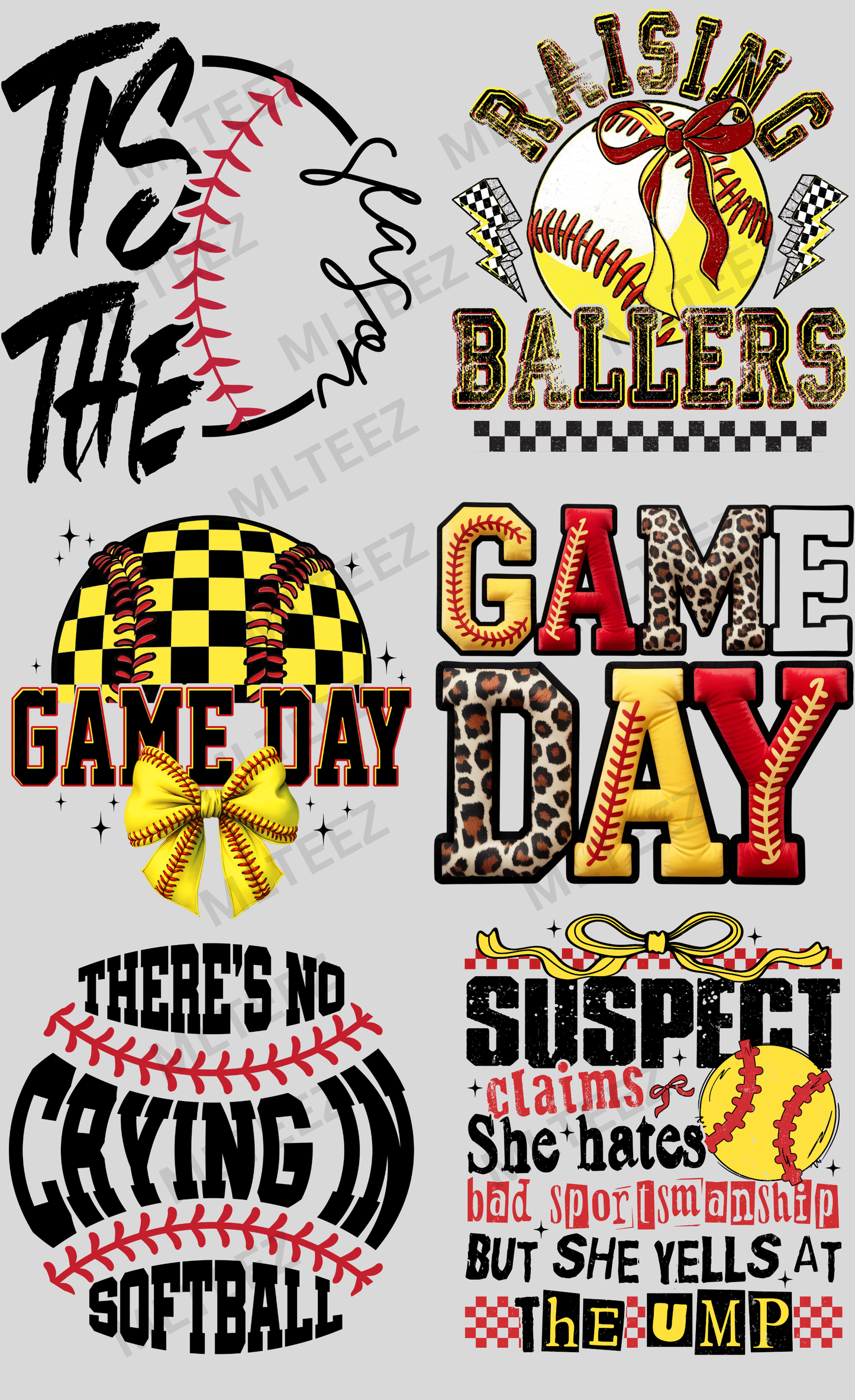 TIS THE SEASON (SOFTBALL) (1) PREMADE GANGSHEET - 22X36 DTF TRANSFERS - DIRECT TO FILM