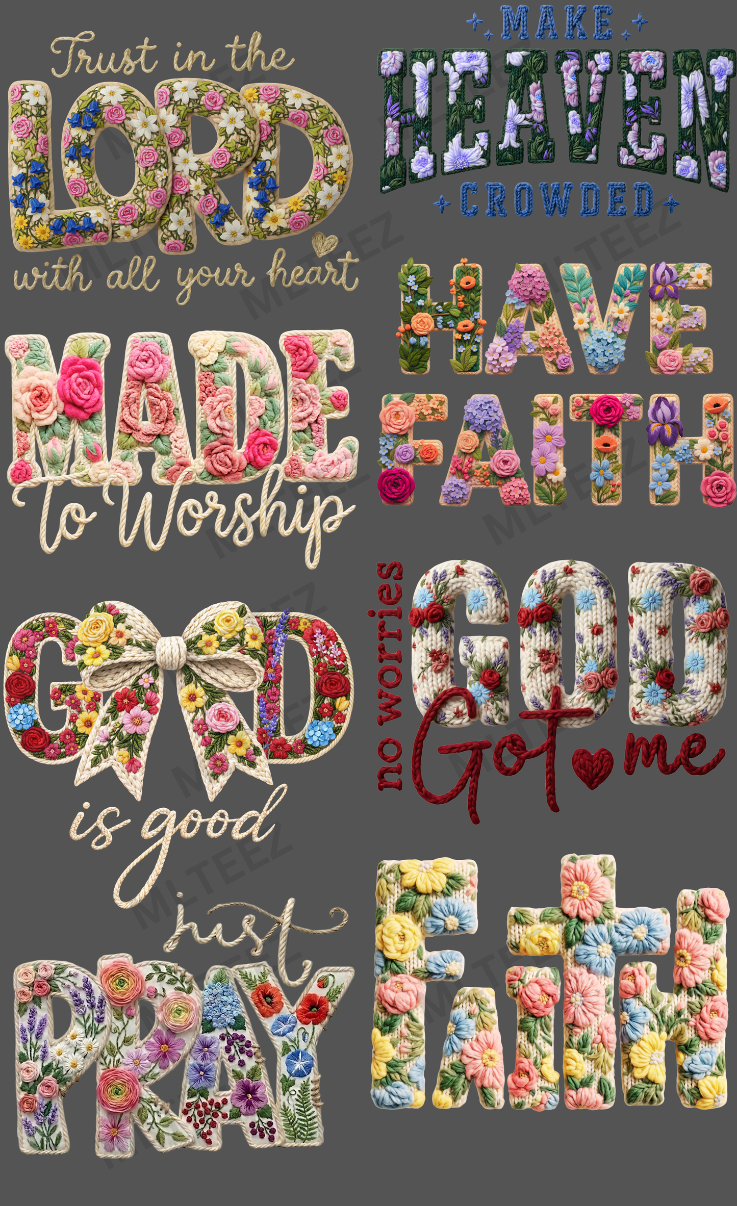 TRUST IN THE LORD WITH ALL YOUR HEART (1) PREMADE GANGSHEET - 22X36 DTF TRANSFERS - DIRECT TO FILM
