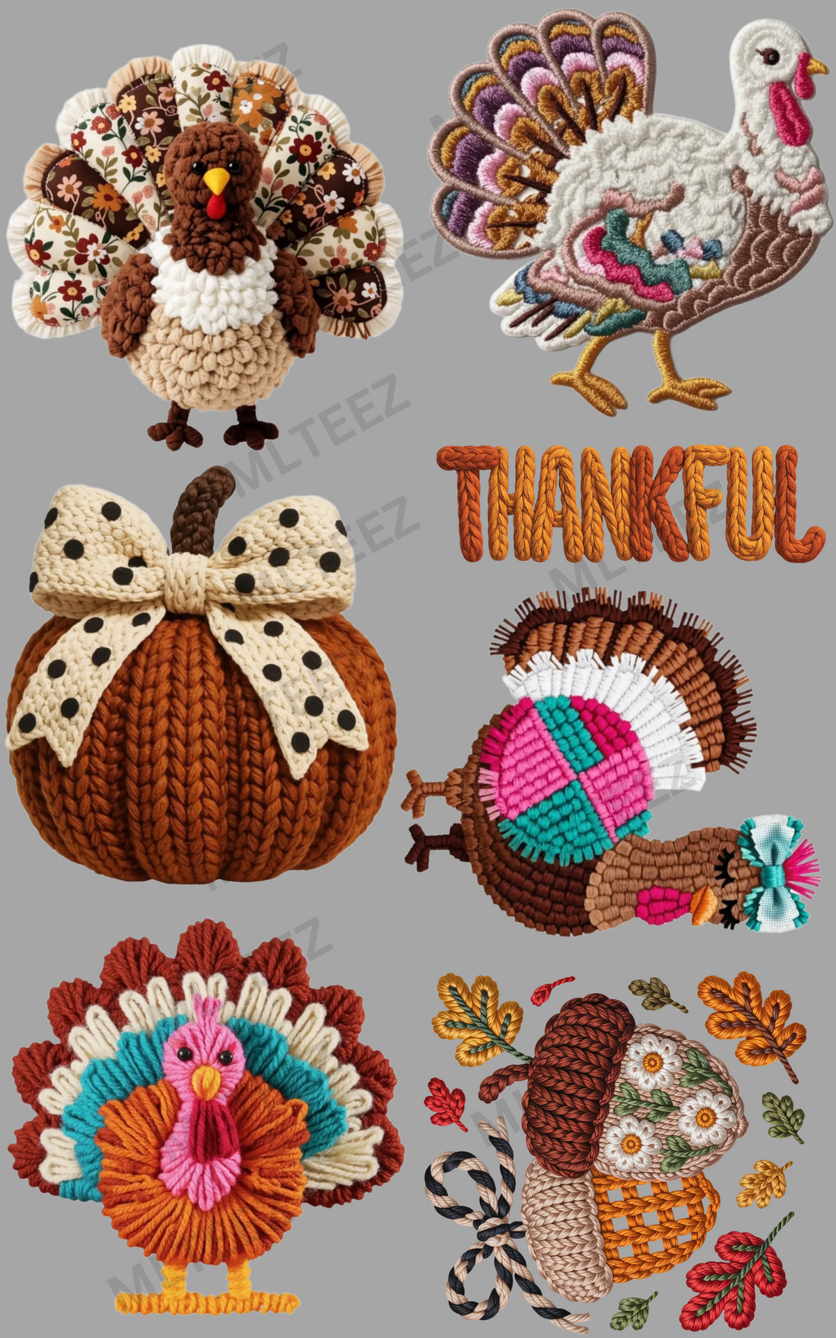 TURKEY TIME (1) PREMADE GANGSHEET - 22X36 DTF TRANSFERS - DIRECT TO FILM