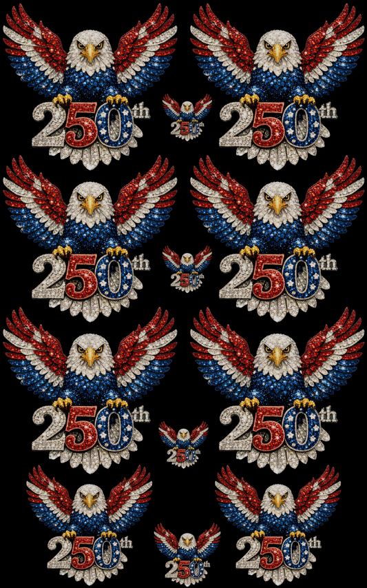 USA 250TH (EAGLE) (1) PREMADE GANGSHEET - 22X36 DTF TRANSFERS - DIRECT TO FILM