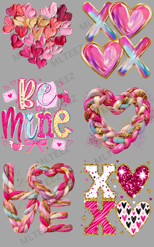 VALENTINE'S DAY (1) PREMADE GANGSHEET - 22X36 DTF TRANSFERS - DIRECT TO FILM